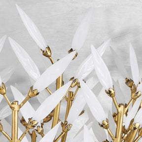 Morrigan Flushmount Brass & White Glass Ceiling Chandelier