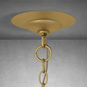 Elegant Morrigan Round Brass-Chained White Glass Chandelier
