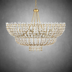Elegant Morrigan Round Brass-Chained White Glass Chandelier