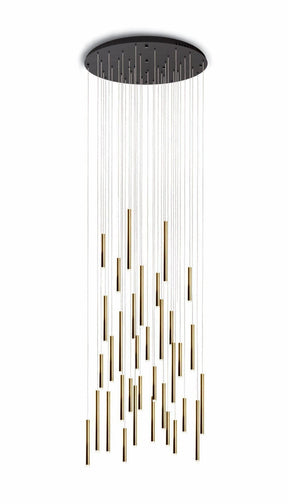 Brillia Round Two-Tone Tubular Pendant Light Chandelier - Merlin Lamps