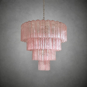 Murano Pink Glass Tube Chandelier 78-Light