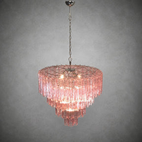 Murano Pink Glass Tube Chandelier 78-Light