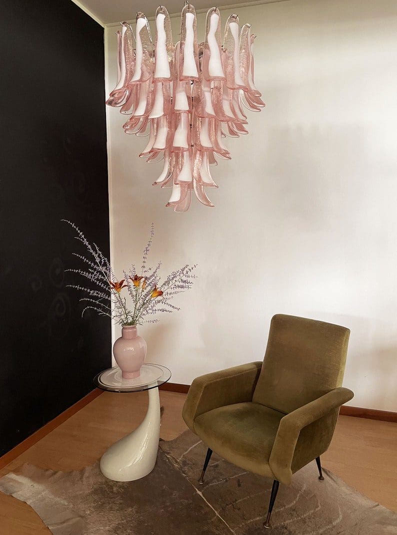 Murano Chandelier 52” Pink color