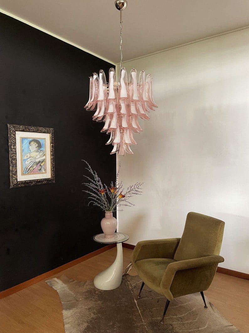Murano Chandelier 52” Pink color