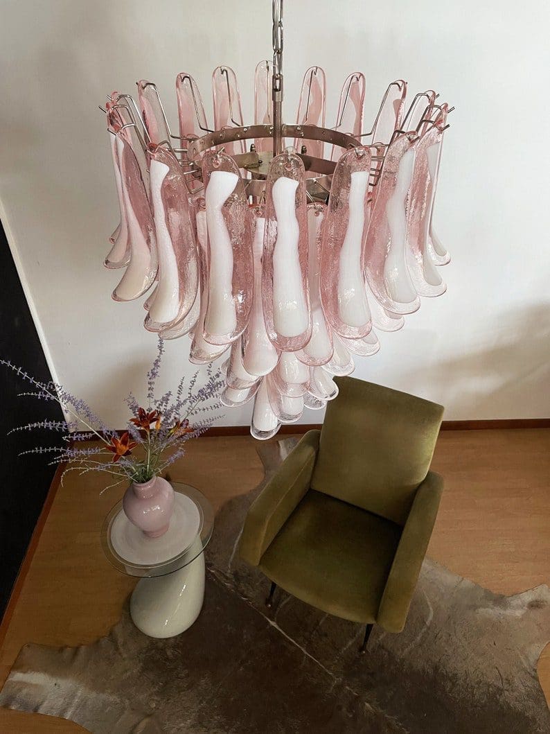 Murano Chandelier 52” Pink color