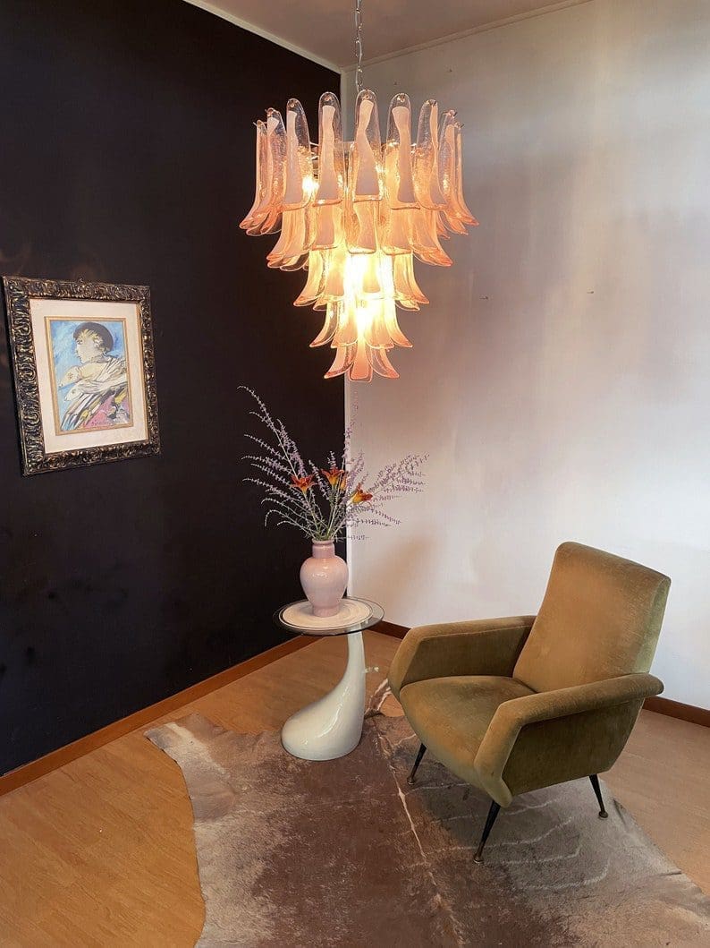 Murano Chandelier 52” Pink color