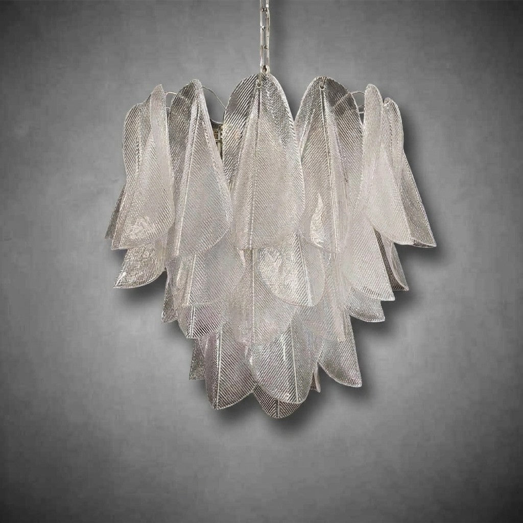 Murano Chandelier – Rondini – 41 glass leaves – Transparent