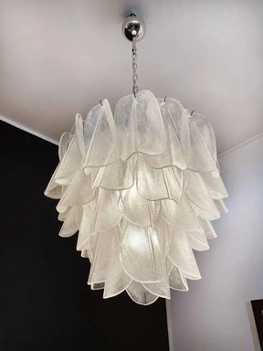 Murano Chandelier – Rondini – 41 glass leaves – Transparent - NickelBlushlighting
