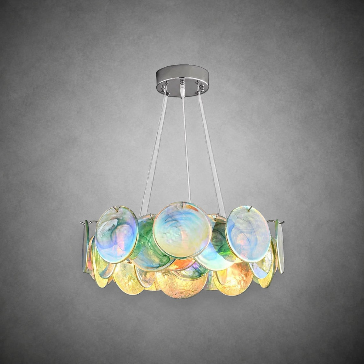 Murano Swirl Glass Disc Chandelier