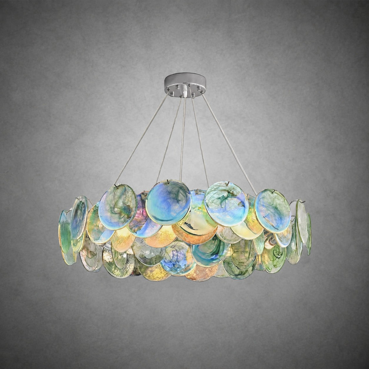 Murano Swirl Glass Disc Chandelier