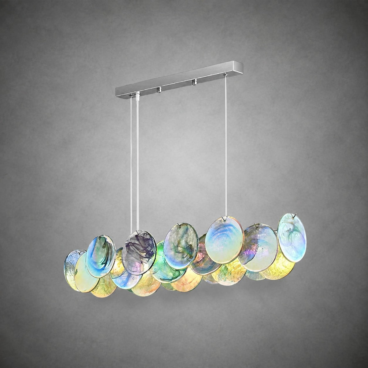 Murano Swirl Glass Disc Chandelier