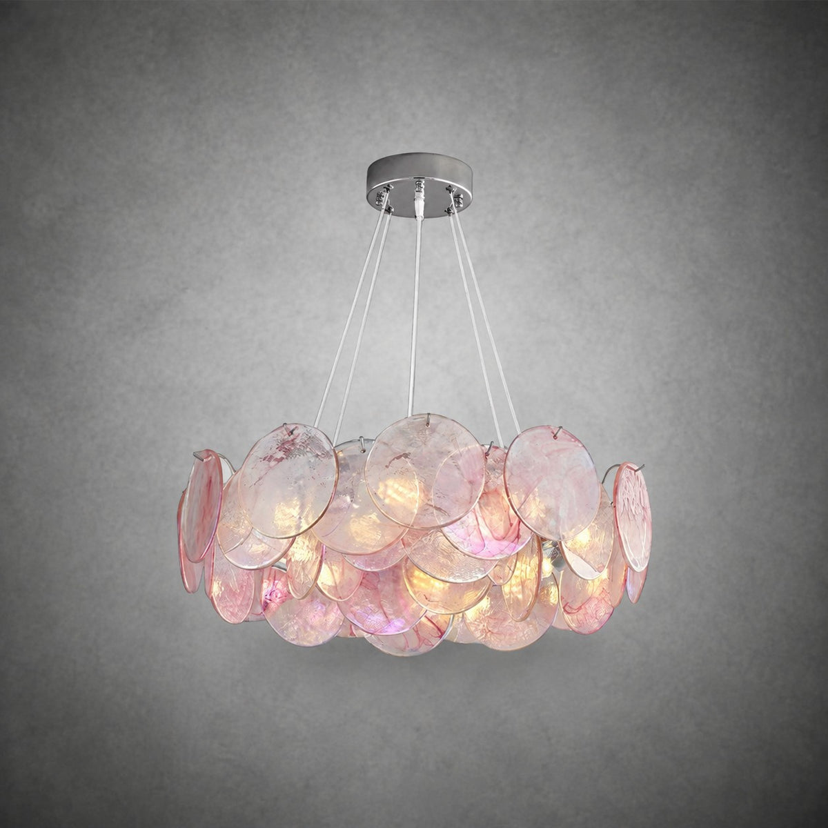 Murano Swirl Glass Disc Chandelier