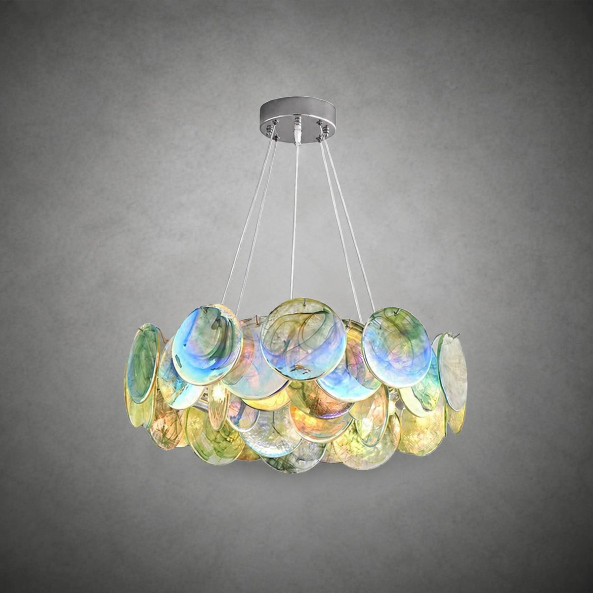 Murano Swirl Glass Disc Chandelier