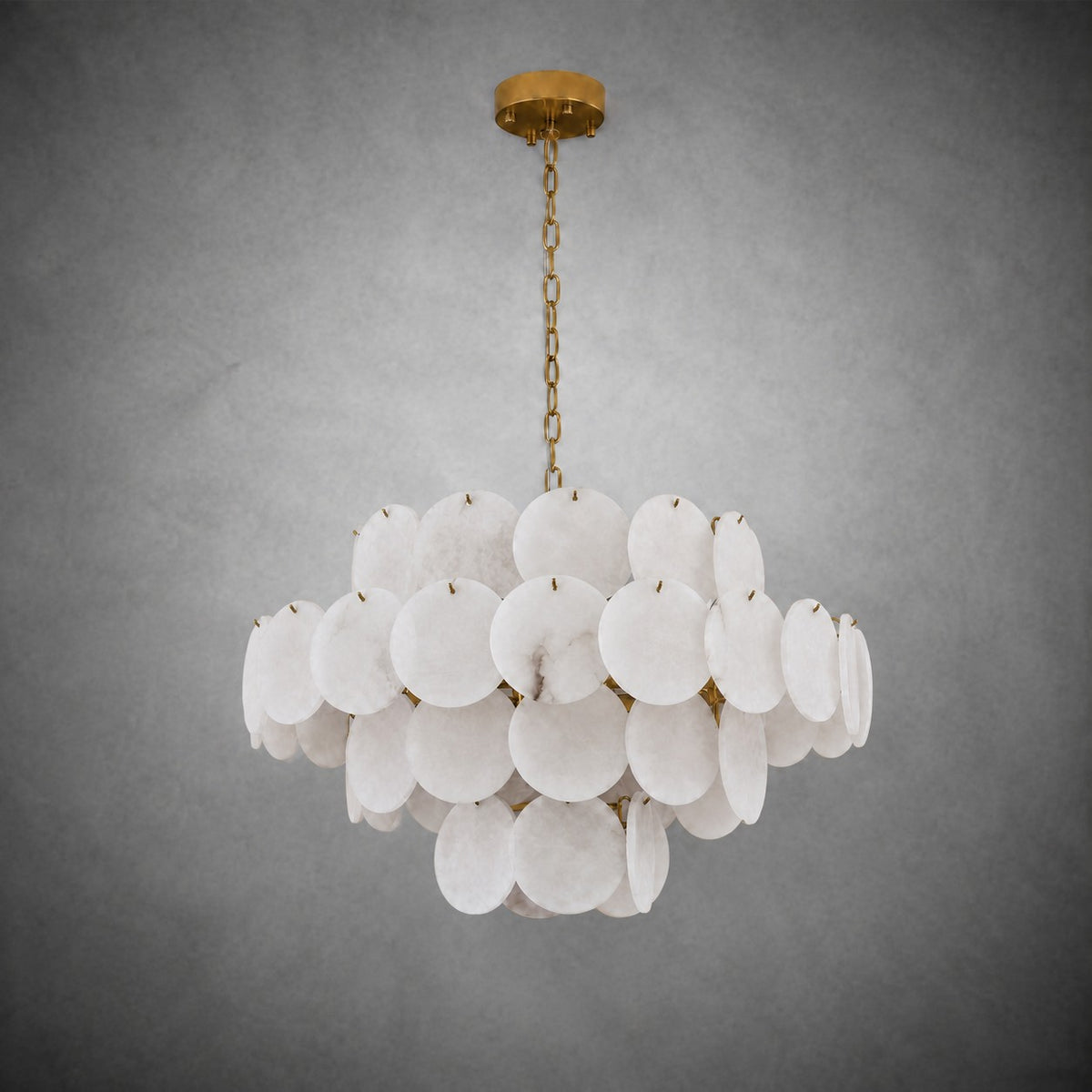 Natural Alabaster 31.5" Round Chandelier