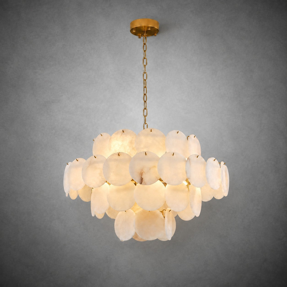 Natural Alabaster 31.5" Round Chandelier