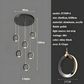 NEBULA Chandelier - 5 rings - 12" x 60" / 30cm x 150cm - 40WCool Light (6000K)Merlinlamps