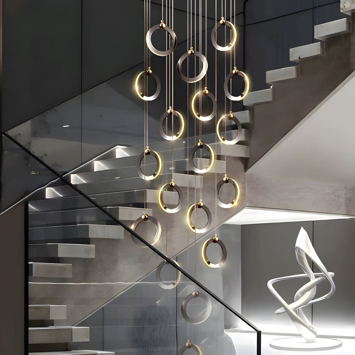 NEBULA Chandelier - 1 ring - 6.6" x 60" / 17cm x 150cm - 8WCool Light (6000K)Merlinlamps
