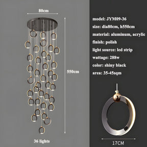 NEBULA Chandelier - 7 rings - 16" x 79" / 40cm x 200cm - 56WCool Light (6000K)Merlinlamps