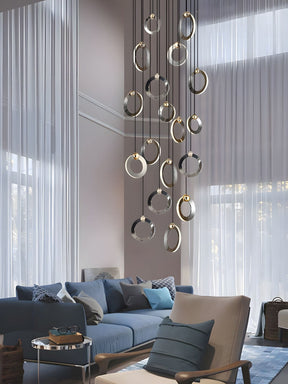 NEBULA Chandelier - 1 ring - 6.6" x 60" / 17cm x 150cm - 8WCool Light (6000K)Merlinlamps