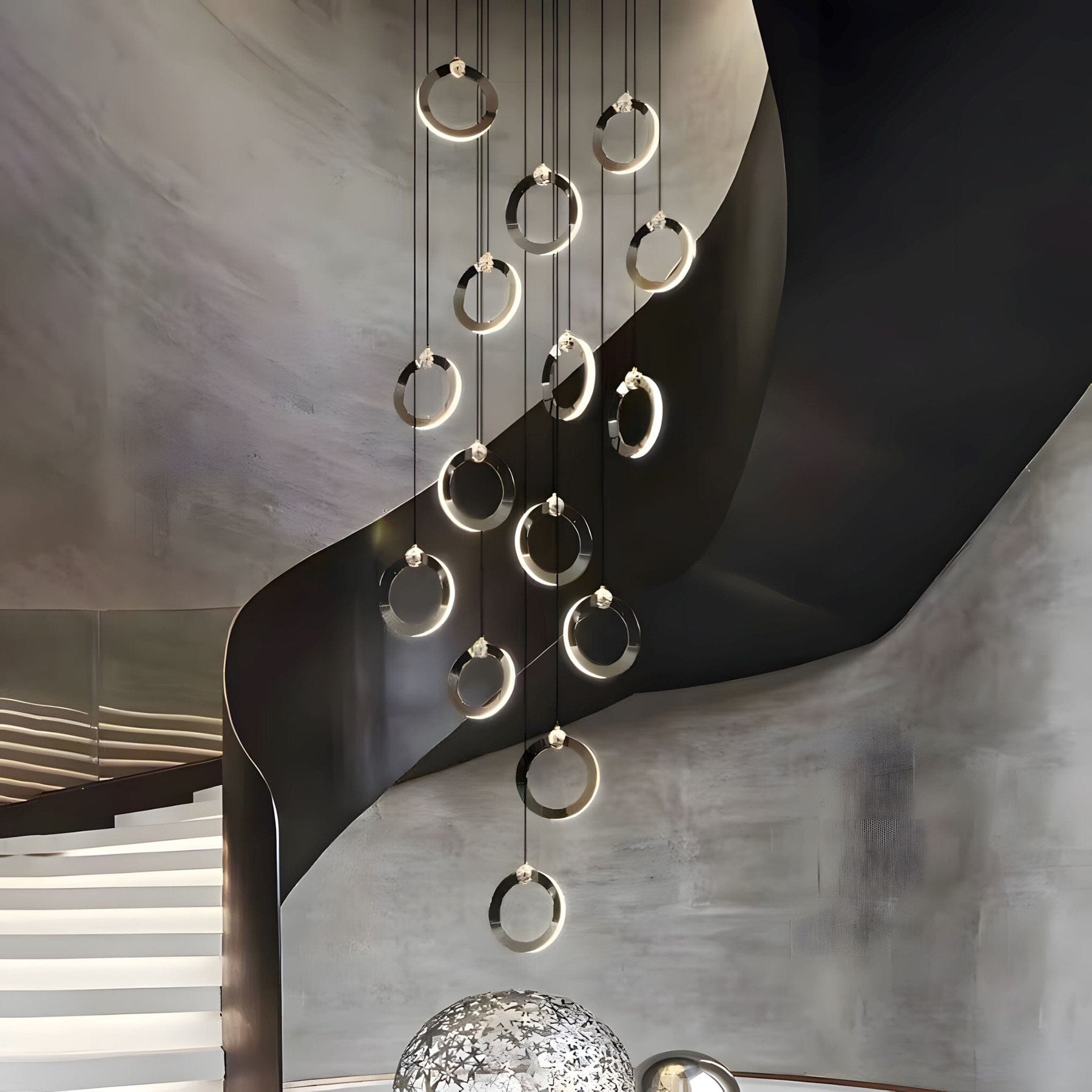 NEBULA Chandelier - 1 ring - 6.6" x 60" / 17cm x 150cm - 8WCool Light (6000K)Merlinlamps