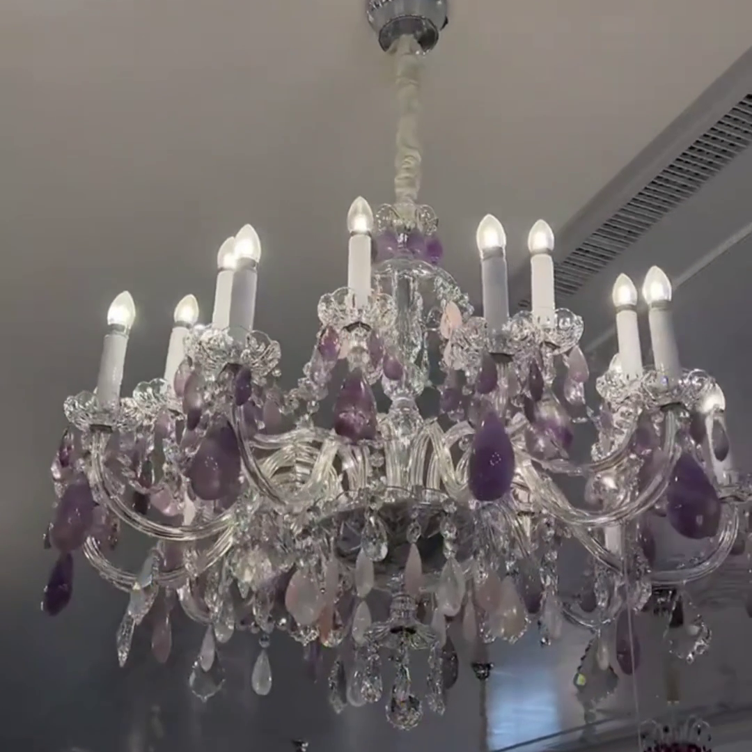 New Luxury Green/Purple Rock Crystal Chandelier for Living Room/Bedroom