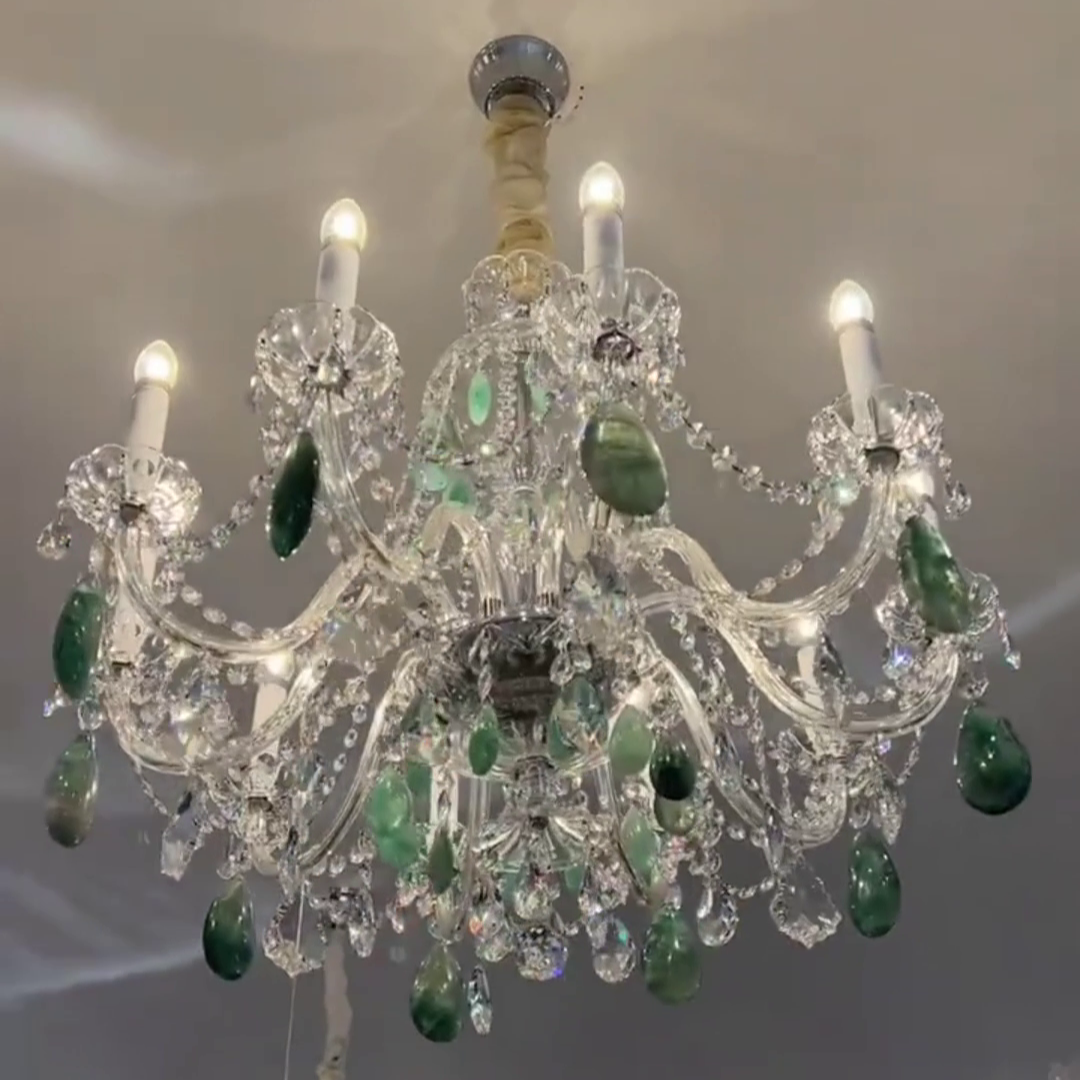 New Luxury Green/Purple Rock Crystal Chandelier for Living Room/Bedroom