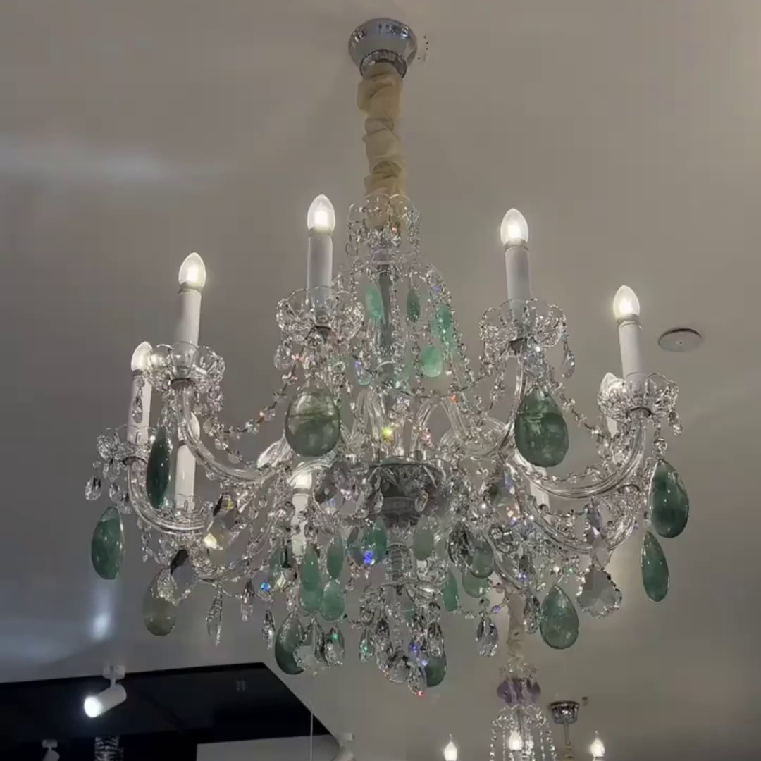 New Luxury Green/Purple Rock Crystal Chandelier for Living Room/Bedroom