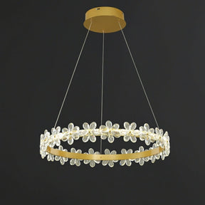 New Style Flower Crystal Chandelier For Living Room Petal Ring Pendant Lighting Fixture for Girls Bedroom