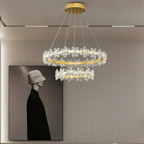 New Style Flower Crystal Chandelier For Living Room Petal Ring Pendant Lighting Fixture for Girls Bedroom