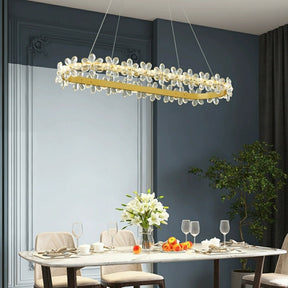 New Style Flower Crystal Chandelier For Living Room Petal Ring Pendant Lighting Fixture for Girls Bedroom