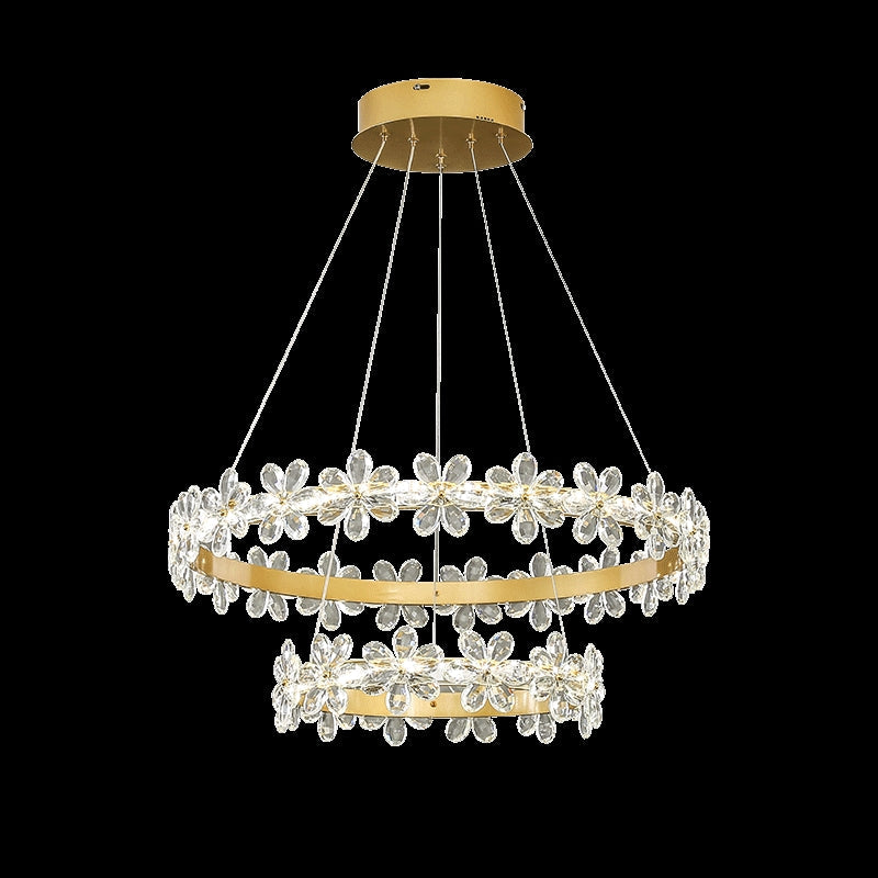 New Style Flower Crystal Chandelier For Living Room Petal Ring Pendant Lighting Fixture for Girls Bedroom