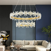 New Style Flower Crystal Chandelier For Living Room Petal Ring Pendant Lighting Fixture for Girls Bedroom