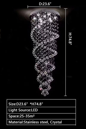 New Trend Spiral Crystal Chandelier For Staircase