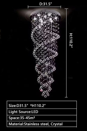 New Trend Spiral Crystal Chandelier For Staircase