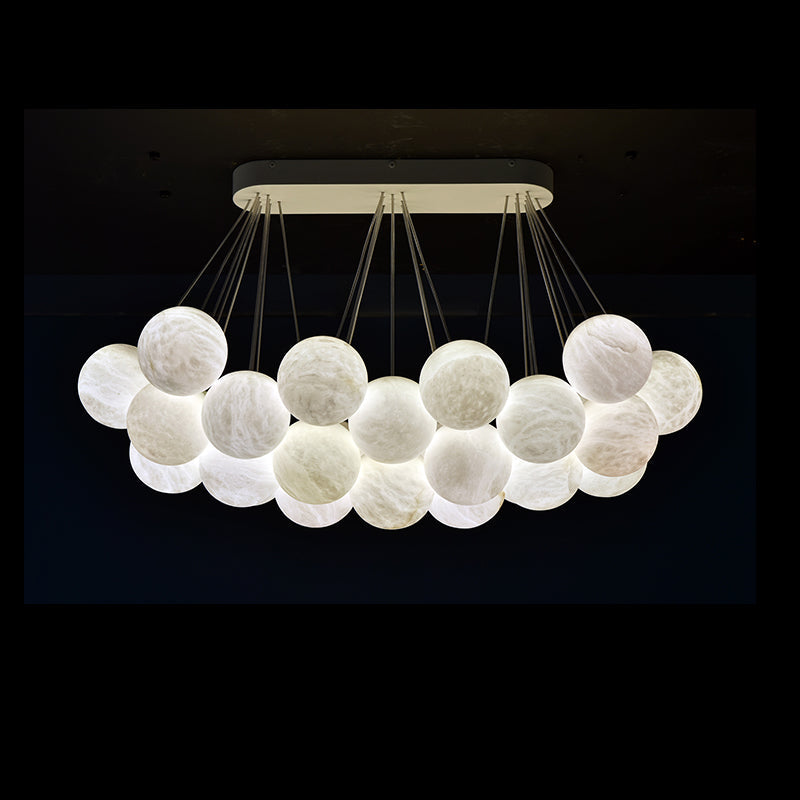 Nikita Luxury 27-Alabaster Ball Chandelier for Timeless
