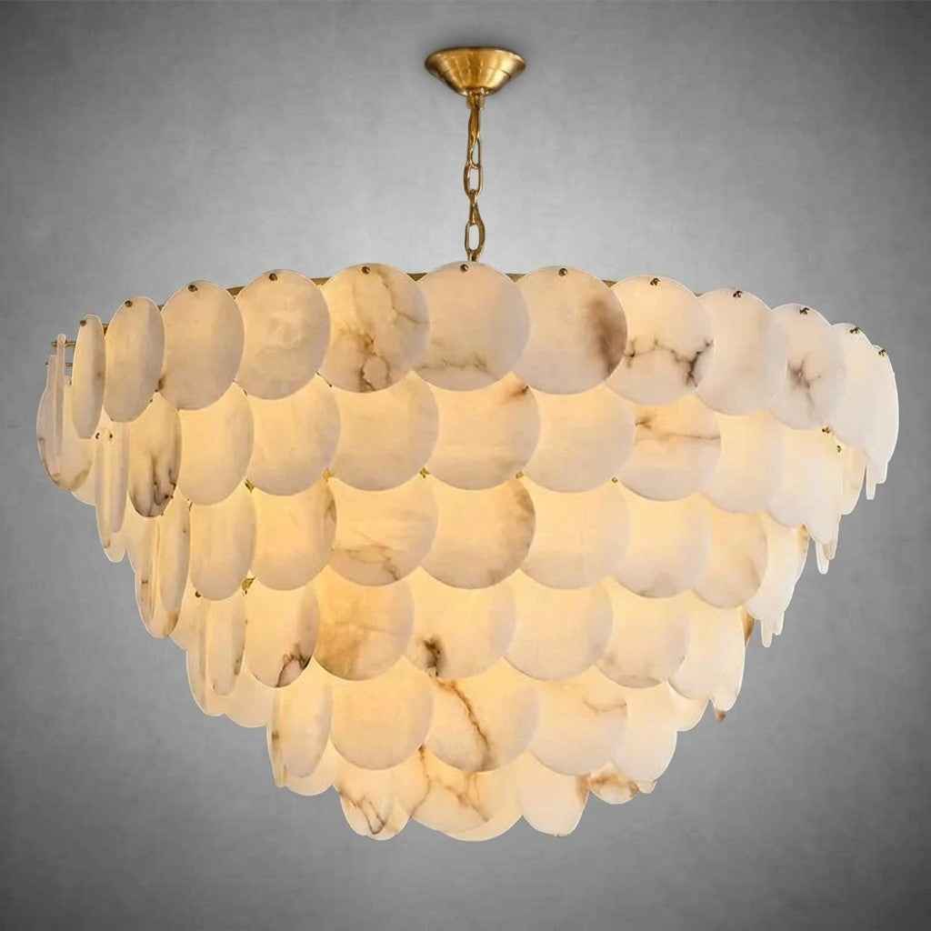Noah Multi-Layer Natural Alabaster Round  Modern Chandelier 35''/43''