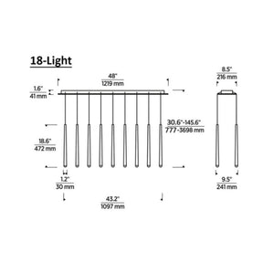 Noland 18-Light Linear Chandelier 48"