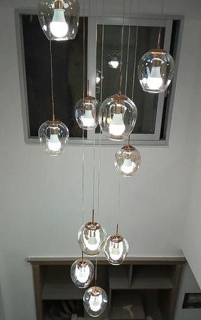 Nordic Designer Long Spiral Glass Chandelier Modern Light Luxury Decorative Light Fixture For Staircase/Hallway