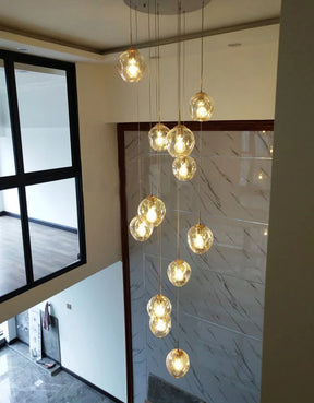 Nordic Designer Long Spiral Glass Chandelier Modern Light Luxury Decorative Light Fixture For Staircase/Hallway