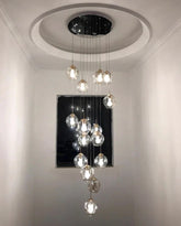 Nordic Designer Long Spiral Glass Chandelier Modern Light Luxury Decorative Light Fixture For Staircase/Hallway