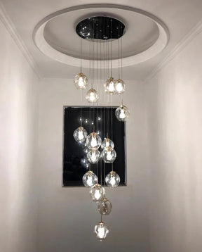 Nordic Designer Long Spiral Glass Chandelier Modern Light Luxury Decorative Light Fixture For Staircase/Hallway