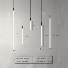 Nordic Fashion Minimalist Black Straight Pendant Chandelier for Bedside/Staircase/Loft/Duplex - Small: 17 LightsWarm LightMerlinlamps
