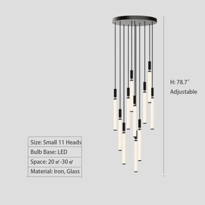 Nordic Fashion Minimalist Black Straight Pendant Chandelier for Bedside/Staircase/Loft/Duplex - Small: 5 LightsWarm LightMerlinlamps