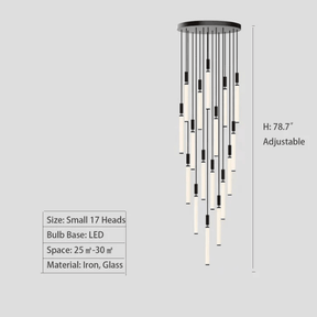 Nordic Fashion Minimalist Black Straight Pendant Chandelier for Bedside/Staircase/Loft/Duplex - Small: 5 LightsWarm LightMerlinlamps