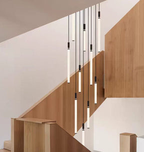 Nordic Fashion Minimalist Black Straight Pendant Chandelier for Bedside/Staircase/Loft/Duplex - Small: 11 LightsWarm LightMerlinlamps