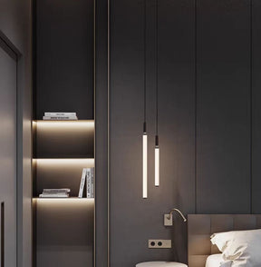 Nordic Fashion Minimalist Black Straight Pendant Chandelier for Bedside/Staircase/Loft/Duplex - Small: 11 LightsWarm LightMerlinlamps