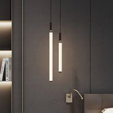 Nordic Fashion Minimalist Black Straight Pendant Chandelier for Bedside/Staircase/Loft/Duplex - One SingleWarm LightMerlinlamps