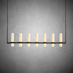 Nova Linear Milk Glass Chandelier – Brass & Bronze Finish