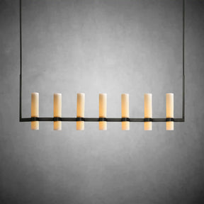 Nova Linear Milk Glass Chandelier – Brass & Bronze Finish