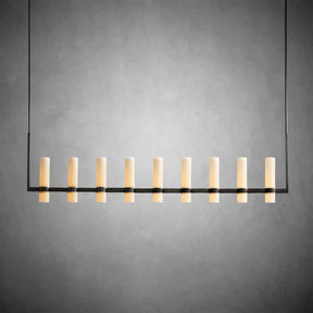 Nova Linear Milk Glass Chandelier – Brass & Bronze Finish